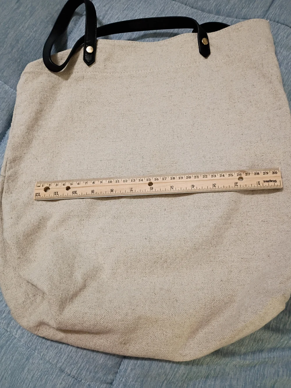 Canvas Tote Bag with Cactus Print - Natural